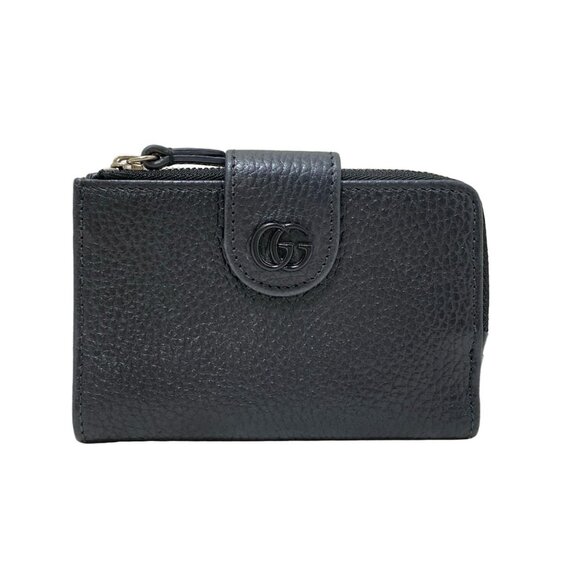 Auth GUCCI GG Marmont 723685 Black Leather - Bifold Wallet - Picture 1 of 9